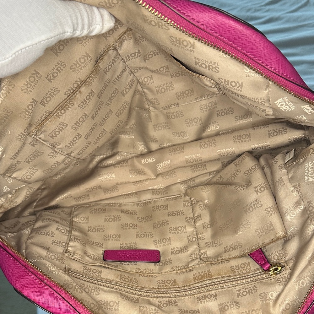 Michael Kors Jet Set Travel Dome Satchel - Raspberry Saffiano Leather - Picture 5 of 8